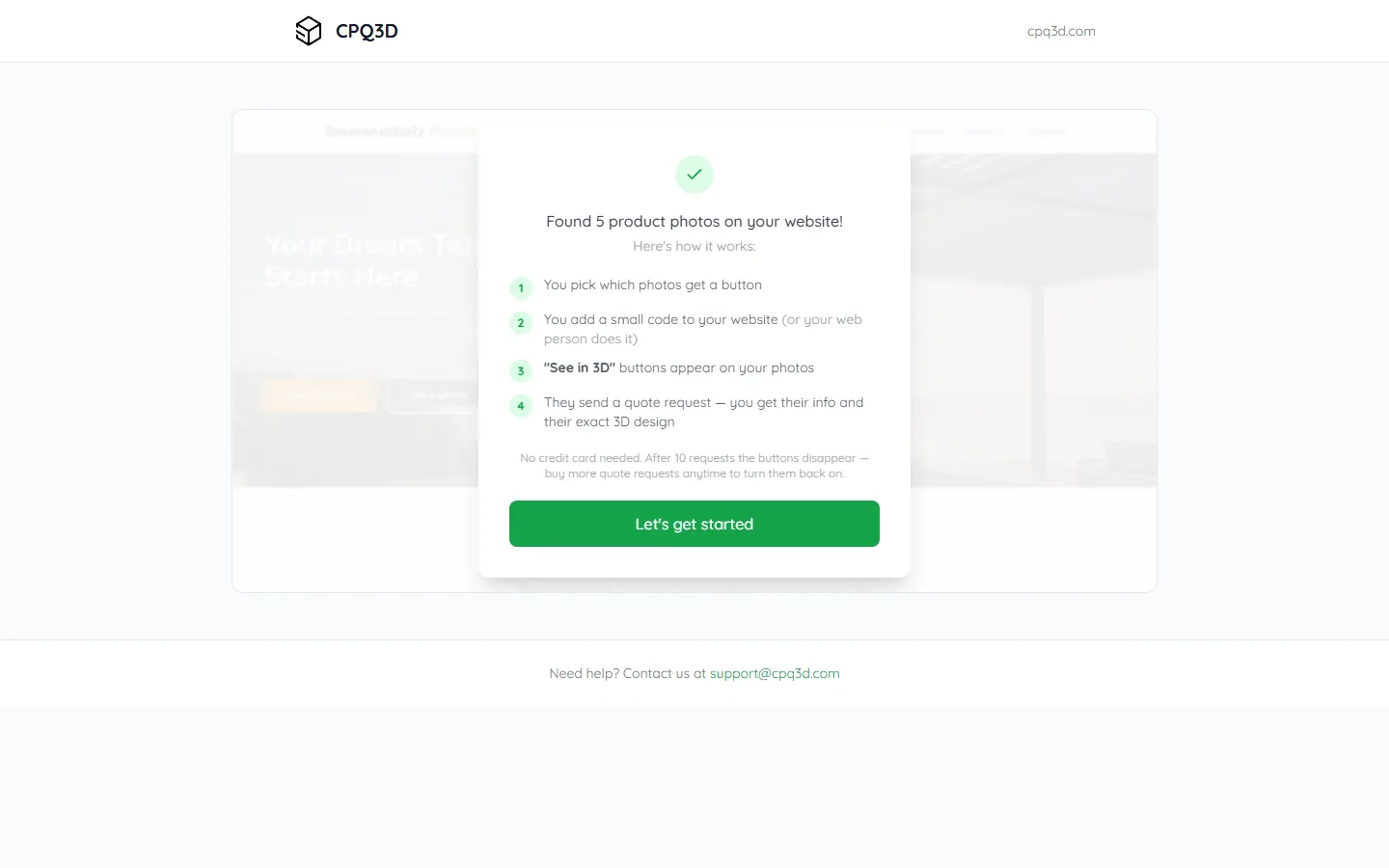 CPQ3D showing scan results with product photos found