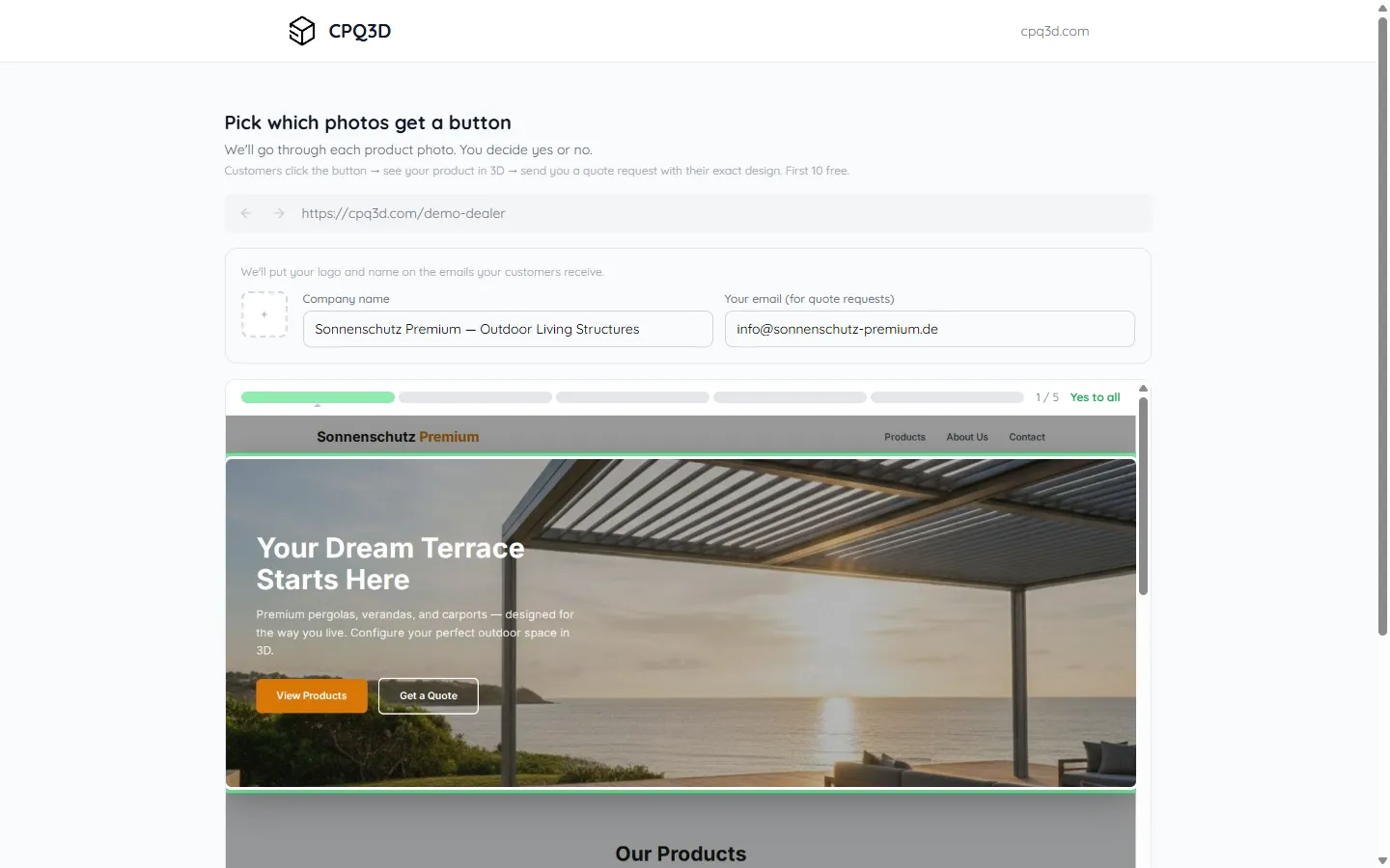 Pick which product photos get a See in 3D button